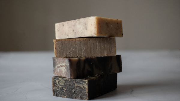 Stack of natural handmade soap bars