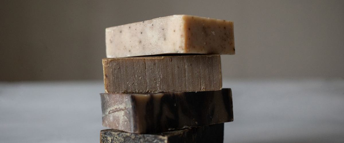 Stack of natural handmade soap bars